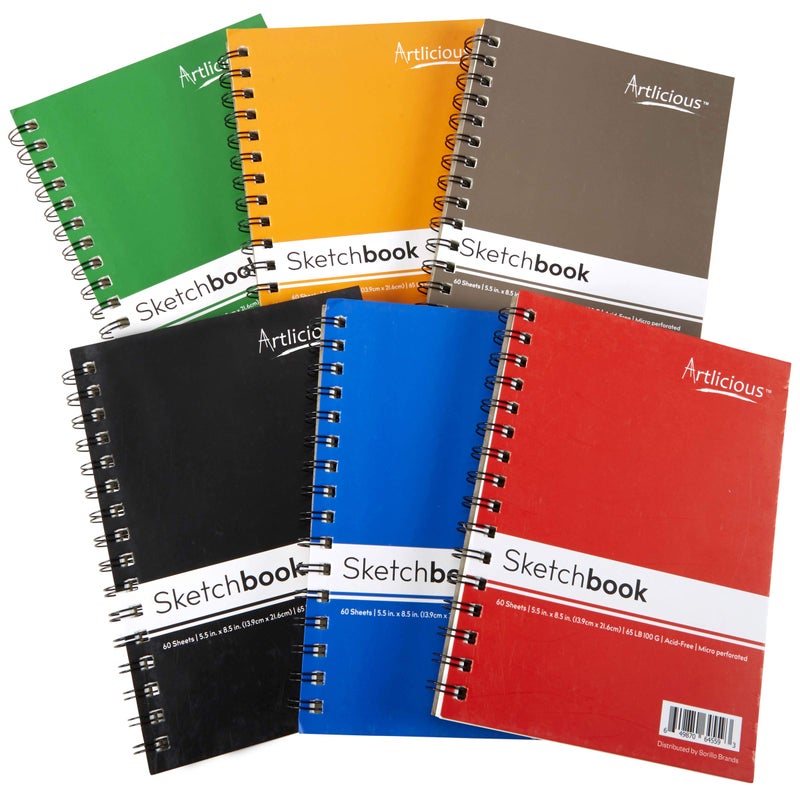 Artlicious Sketch Book 6 Pack - 5.5" x 8.5", 360 Sheets Sketch Books, Drawing Notebook, Sketchbook for Drawing Art - Image 1
